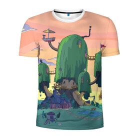 Мужская футболка 3D спортивная с принтом Adventure Time в Тюмени, 100% полиэстер с улучшенными характеристиками | приталенный силуэт, круглая горловина, широкие плечи, сужается к линии бедра | adventure time | время приключений | пейзаж