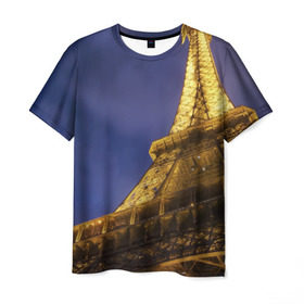 Мужская футболка 3D с принтом Эйфелева башня в Тюмени, 100% полиэфир | прямой крой, круглый вырез горловины, длина до линии бедер | париж | эйфелева башня