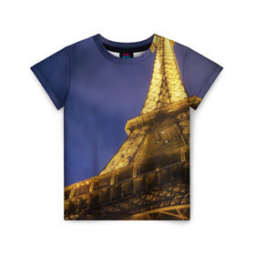 Детская футболка 3D с принтом Эйфелева башня в Тюмени, 100% гипоаллергенный полиэфир | прямой крой, круглый вырез горловины, длина до линии бедер, чуть спущенное плечо, ткань немного тянется | Тематика изображения на принте: париж | эйфелева башня