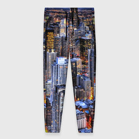 Женские брюки 3D с принтом Вечерний город в Тюмени, полиэстер 100% | прямой крой, два кармана без застежек по бокам, с мягкой трикотажной резинкой на поясе и по низу штанин. В поясе для дополнительного комфорта — широкие завязки | ночь | огни | пейзаж