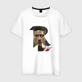 Мужская футболка хлопок с принтом Robert Levandovski в Тюмени, 100% хлопок | прямой крой, круглый вырез горловины, длина до линии бедер, слегка спущенное плечо. | бавария