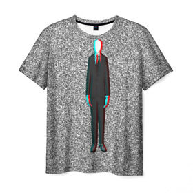 Мужская футболка 3D с принтом Слендер в Тюмени, 100% полиэфир | прямой крой, круглый вырез горловины, длина до линии бедер | man | slender | тонкий | хоррор | худой