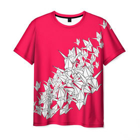 Мужская футболка 3D с принтом 1000 Cranes в Тюмени, 100% полиэфир | прямой крой, круглый вырез горловины, длина до линии бедер | 1000 cranes | cranes | paper | бумага | бумажные | журавли | журавлики | оригами