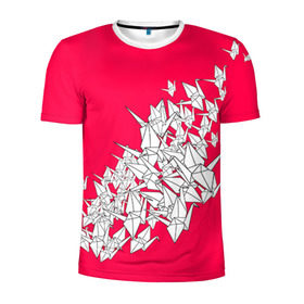 Мужская футболка 3D спортивная с принтом 1000 Cranes в Тюмени, 100% полиэстер с улучшенными характеристиками | приталенный силуэт, круглая горловина, широкие плечи, сужается к линии бедра | 1000 cranes | cranes | paper | бумага | бумажные | журавли | журавлики | оригами