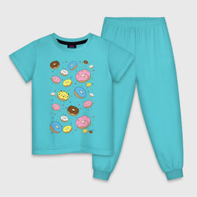 Детская пижама хлопок с принтом Пончики в Тюмени, 100% хлопок |  брюки и футболка прямого кроя, без карманов, на брюках мягкая резинка на поясе и по низу штанин
 | гомер