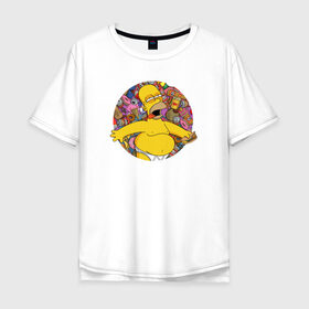 Мужская футболка хлопок Oversize с принтом Гомер в Тюмени, 100% хлопок | свободный крой, круглый ворот, “спинка” длиннее передней части | simpsons