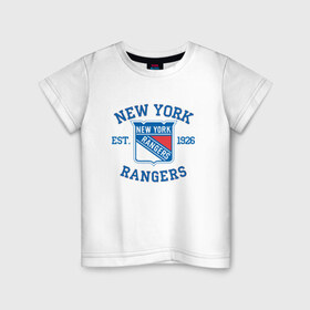 Детская футболка хлопок с принтом New York Rengers в Тюмени, 100% хлопок | круглый вырез горловины, полуприлегающий силуэт, длина до линии бедер | new york | new york rengers | rengers | спорт | хоккей