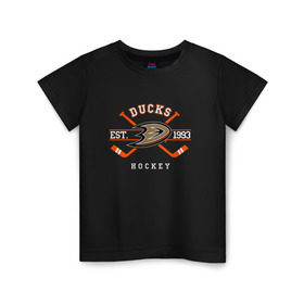 Детская футболка хлопок с принтом Ducks в Тюмени, 100% хлопок | круглый вырез горловины, полуприлегающий силуэт, длина до линии бедер | anaheim ducks | ducks | спорт | хоккей