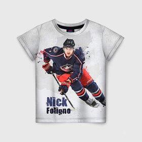 Детская футболка 3D с принтом Ник Фолиньо в Тюмени, 100% гипоаллергенный полиэфир | прямой крой, круглый вырез горловины, длина до линии бедер, чуть спущенное плечо, ткань немного тянется | капитан | ник фолиньо | спорт | хоккей
