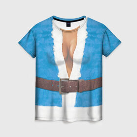 Женская футболка 3D с принтом Костюм Снегурочки в Тюмени, 100% полиэфир ( синтетическое хлопкоподобное полотно) | прямой крой, круглый вырез горловины, длина до линии бедер | christmas | new year | грудь | девушка | идеальное | костюм | костюм снегурочки | на | новый год | снегурочка | тело