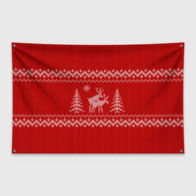 Флаг-баннер с принтом Свитер с оленями в Тюмени, 100% полиэстер | размер 67 х 109 см, плотность ткани — 95 г/м2; по краям флага есть четыре люверса для крепления | deer | new year | sweater | winter | зима | новый год | олени | рождество | с новым годом | сhristmas | свитер