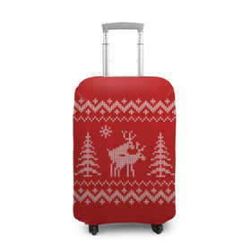 Чехол для чемодана 3D с принтом Свитер с оленями в Тюмени, 86% полиэфир, 14% спандекс | двустороннее нанесение принта, прорези для ручек и колес | deer | new year | sweater | winter | зима | новый год | олени | рождество | с новым годом | сhristmas | свитер