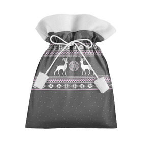 Подарочный 3D мешок с принтом Свитер с оленями в Тюмени, 100% полиэстер | Размер: 29*39 см | deer | new year | sweater | winter | зима | новый год | олени | рождество | сhristmas | свитер