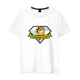 Мужская футболка хлопок с принтом Diamond doge в Тюмени, 100% хлопок | прямой крой, круглый вырез горловины, длина до линии бедер, слегка спущенное плечо. | mgs