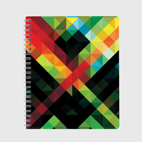 Тетрадь Гик: в Тюмени, 100% бумага | 48 листов, плотность листов — 60 г/м2, плотность картонной обложки — 250 г/м2. Листы скреплены сбоку удобной пружинной спиралью. Уголки страниц и обложки скругленные. Цвет линий — светло-серый
 | Тематика изображения на принте: геометрия | паттерн | разноцветный