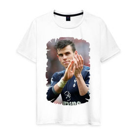 Мужская футболка хлопок с принтом Gareth Bale в Тюмени, 100% хлопок | прямой крой, круглый вырез горловины, длина до линии бедер, слегка спущенное плечо. | gareth bale | бэйл гарет | реал мадрид | футбол