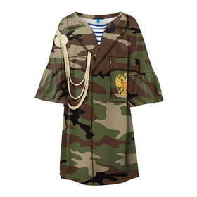 Детское платье 3D с принтом Армейская форма в Тюмени, 100% полиэстер | прямой силуэт, чуть расширенный к низу. Круглая горловина, на рукавах — воланы | Тематика изображения на принте: 23 | армейская | армия | дембель | защитник | камуфляж | отечества | солдат | тельняшка | февраля | форма