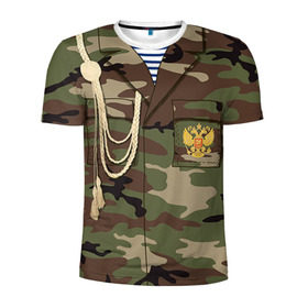 Мужская футболка 3D спортивная с принтом Армейская форма в Тюмени, 100% полиэстер с улучшенными характеристиками | приталенный силуэт, круглая горловина, широкие плечи, сужается к линии бедра | 23 | армейская | армия | дембель | защитник | камуфляж | отечества | солдат | тельняшка | февраля | форма