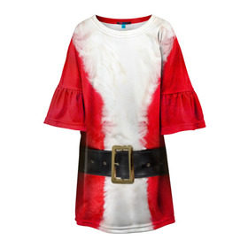 Детское платье 3D с принтом Дед мороз в Тюмени, 100% полиэстер | прямой силуэт, чуть расширенный к низу. Круглая горловина, на рукавах — воланы | Тематика изображения на принте: 2016 | год | дед | дедушка | клаус | костюм | мороз | новый | санта