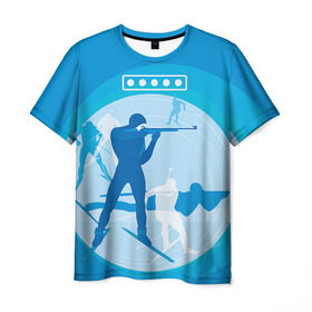 Мужская футболка 3D с принтом Биатлон в Тюмени, 100% полиэфир | прямой крой, круглый вырез горловины, длина до линии бедер | biathlon | sport | winter | биатлон | биатлонисты | зимние виды спорта | спорт | стрельба
