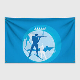 Флаг-баннер с принтом Биатлон в Тюмени, 100% полиэстер | размер 67 х 109 см, плотность ткани — 95 г/м2; по краям флага есть четыре люверса для крепления | biathlon | sport | winter | биатлон | биатлонисты | зимние виды спорта | спорт | стрельба