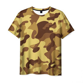 Мужская футболка 3D с принтом Пустынный камуфляж в Тюмени, 100% полиэфир | прямой крой, круглый вырез горловины, длина до линии бедер | Тематика изображения на принте: camo | camouflage | military | камо