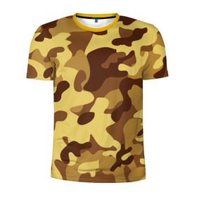 Мужская футболка 3D спортивная с принтом Пустынный камуфляж в Тюмени, 100% полиэстер с улучшенными характеристиками | приталенный силуэт, круглая горловина, широкие плечи, сужается к линии бедра | Тематика изображения на принте: camo | camouflage | military | камо
