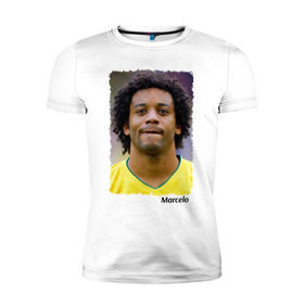 Мужская футболка премиум с принтом Марсело (Marcelo) в Тюмени, 92% хлопок, 8% лайкра | приталенный силуэт, круглый вырез ворота, длина до линии бедра, короткий рукав | бразилия
