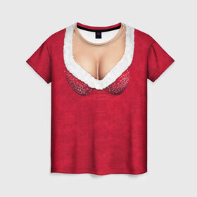 Женская футболка 3D с принтом Костюм снегурочки в Тюмени, 100% полиэфир ( синтетическое хлопкоподобное полотно) | прямой крой, круглый вырез горловины, длина до линии бедер | 2016 | body | год | грудь | идеальное тело | костюм | лифчик | новогодний | новый | с новым годом | снегурочка