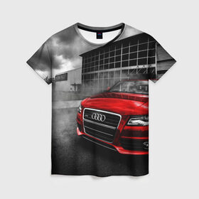 Женская футболка 3D с принтом Audi в Тюмени, 100% полиэфир ( синтетическое хлопкоподобное полотно) | прямой крой, круглый вырез горловины, длина до линии бедер | audi | ауди