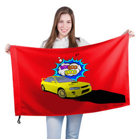 Флаг 3D с принтом Subaru Impreza в Тюмени, 100% полиэстер | плотность ткани — 95 г/м2, размер — 67 х 109 см. Принт наносится с одной стороны | boobooboo | impreza | jdm | subaru | subaru impreza | бубубу | импреза | субару