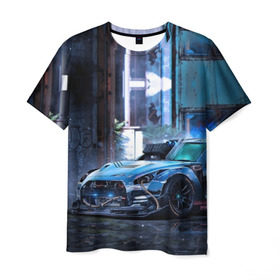 Мужская футболка 3D с принтом Nissan GTR R35 в Тюмени, 100% полиэфир | прямой крой, круглый вырез горловины, длина до линии бедер | gtr | nismo | nissan | nissan gtr | r35 | гтр | низмо | ниссан