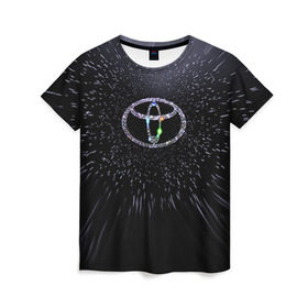 Женская футболка 3D с принтом Toyota в Тюмени, 100% полиэфир ( синтетическое хлопкоподобное полотно) | прямой крой, круглый вырез горловины, длина до линии бедер | space | toyota | космос | тоёта | тойота