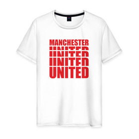 Мужская футболка хлопок с принтом Manchester United red в Тюмени, 100% хлопок | прямой крой, круглый вырез горловины, длина до линии бедер, слегка спущенное плечо. | Тематика изображения на принте: manchester | united | манчестер | юнайтед