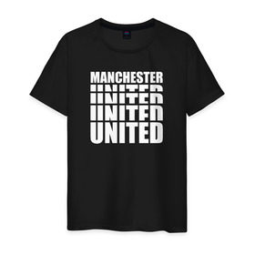 Мужская футболка хлопок с принтом Manchester United white в Тюмени, 100% хлопок | прямой крой, круглый вырез горловины, длина до линии бедер, слегка спущенное плечо. | Тематика изображения на принте: manchester | united | манчестер | юнайтед