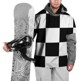 Накидка на куртку 3D с принтом Клетка в Тюмени, 100% полиэстер |  | Тематика изображения на принте: белый | черно белый | черный | шахматная