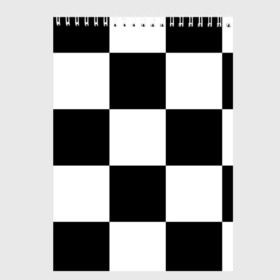 Скетчбук с принтом Клетка в Тюмени, 100% бумага
 | 48 листов, плотность листов — 100 г/м2, плотность картонной обложки — 250 г/м2. Листы скреплены сверху удобной пружинной спиралью | белый | черно белый | черный | шахматная