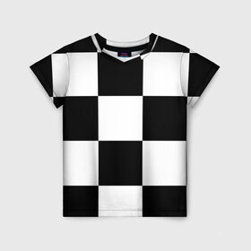 Детская футболка 3D с принтом Клетка в Тюмени, 100% гипоаллергенный полиэфир | прямой крой, круглый вырез горловины, длина до линии бедер, чуть спущенное плечо, ткань немного тянется | белый | черно белый | черный | шахматная