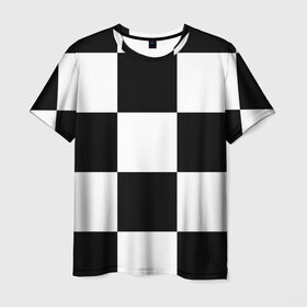 Мужская футболка 3D с принтом Клетка в Тюмени, 100% полиэфир | прямой крой, круглый вырез горловины, длина до линии бедер | Тематика изображения на принте: белый | черно белый | черный | шахматная