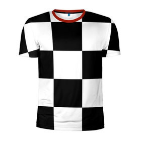 Мужская футболка 3D спортивная с принтом Клетка в Тюмени, 100% полиэстер с улучшенными характеристиками | приталенный силуэт, круглая горловина, широкие плечи, сужается к линии бедра | белый | черно белый | черный | шахматная