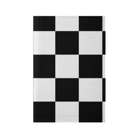Обложка для паспорта матовая кожа с принтом Клетка в Тюмени, натуральная матовая кожа | размер 19,3 х 13,7 см; прозрачные пластиковые крепления | белый | черно белый | черный | шахматная