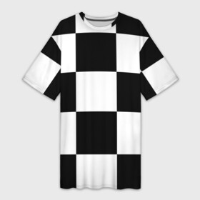 Платье-футболка 3D с принтом Клетка в Тюмени,  |  | белый | черно белый | черный | шахматная