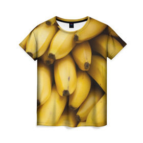 Женская футболка 3D с принтом Банан в Тюмени, 100% полиэфир ( синтетическое хлопкоподобное полотно) | прямой крой, круглый вырез горловины, длина до линии бедер | фото