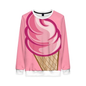 Женский свитшот 3D с принтом Ice Cream в Тюмени, 100% полиэстер с мягким внутренним слоем | круглый вырез горловины, мягкая резинка на манжетах и поясе, свободная посадка по фигуре | cream | ice | мороженное