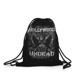 Рюкзак-мешок 3D с принтом Hollywood Undead в Тюмени, 100% полиэстер | плотность ткани — 200 г/м2, размер — 35 х 45 см; лямки — толстые шнурки, застежка на шнуровке, без карманов и подкладки | хип хоп