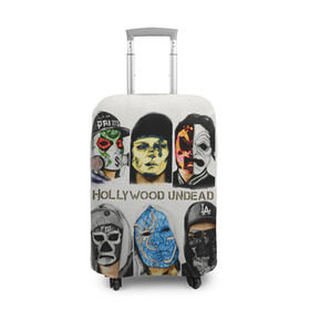 Чехол для чемодана 3D с принтом Hollywood Undead в Тюмени, 86% полиэфир, 14% спандекс | двустороннее нанесение принта, прорези для ручек и колес | хип хоп