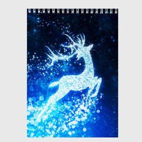 Скетчбук с принтом Новогодний олень в Тюмени, 100% бумага
 | 48 листов, плотность листов — 100 г/м2, плотность картонной обложки — 250 г/м2. Листы скреплены сверху удобной пружинной спиралью | Тематика изображения на принте: christmas | deer | год | рождество