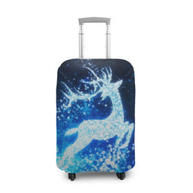 Чехол для чемодана 3D с принтом Новогодний олень в Тюмени, 86% полиэфир, 14% спандекс | двустороннее нанесение принта, прорези для ручек и колес | christmas | deer | год | рождество