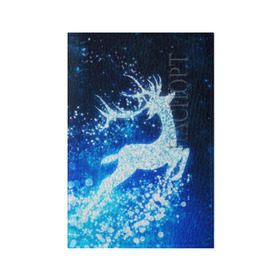 Обложка для паспорта матовая кожа с принтом Новогодний олень в Тюмени, натуральная матовая кожа | размер 19,3 х 13,7 см; прозрачные пластиковые крепления | christmas | deer | год | рождество