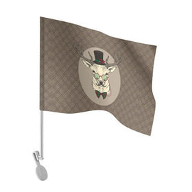 Флаг для автомобиля с принтом Deer в Тюмени, 100% полиэстер | Размер: 30*21 см | 2016 | christmas | deer | год | новогодний | новый | олень | рождественский | с новым годом
